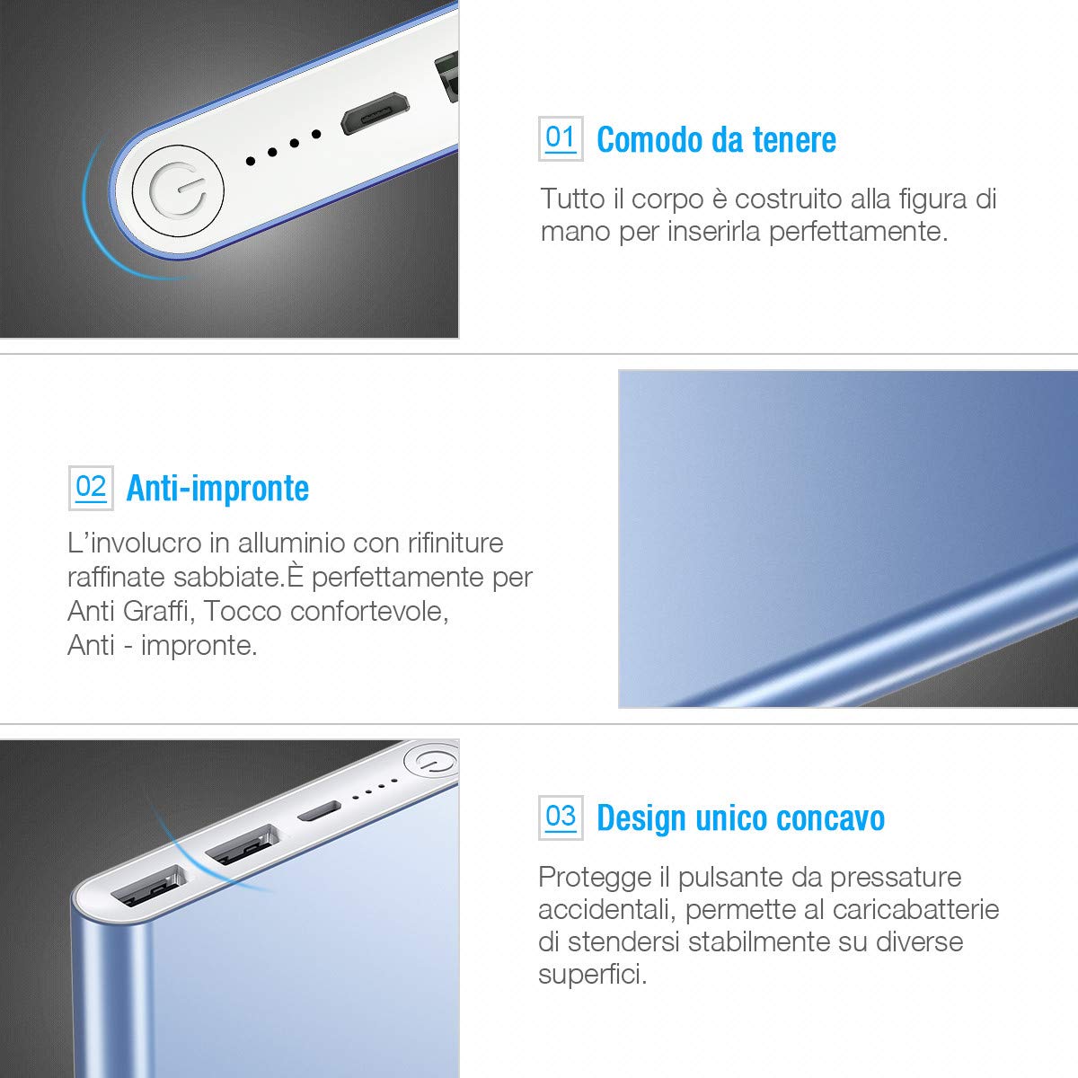 POWERADD Pilot 2GS 10000mAh Caricabatterie portatile due porte - Power Bank Batteria Esterna per iPhone, iPad, iPod, Samsung e tanti altri Phone