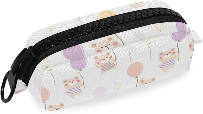 Amazon メガジップ 熊柄 かわいい バルーン デカチャック ビッグジッパー 大容量 大きい ファスナー ジッパーバッグ ペンケース ストライプ ふでばこ 文具ケース 学生用 たっぷり 19 7 5 8 5cm ペンケース 文房具 オフィス用品