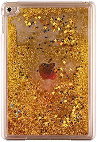 Nasin iPad Mini 4 Case, iPad Mini 4 Case, Creative Design Bling Glitter Shiny Quicksand Sparkle Flowing Floating Liquid Transparent Plastic Back Cover (Gold)