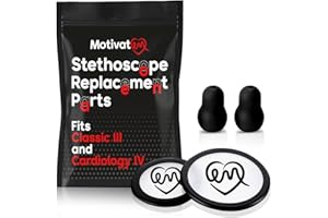 MotivatEM Stethoscope Replacement Part Kit for Littman Stethoscope Classic 3, Cardiology 3 & Cardiology 4 - Fits Classic III, Cardiology III & IV (Black)