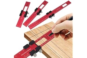 3-Piece Aluminum Alloy Positioning Ruler Set, Woodworking Marking Measuring Tool, Angle & Scribing Ruler Gauge 16/20/30cm, Re