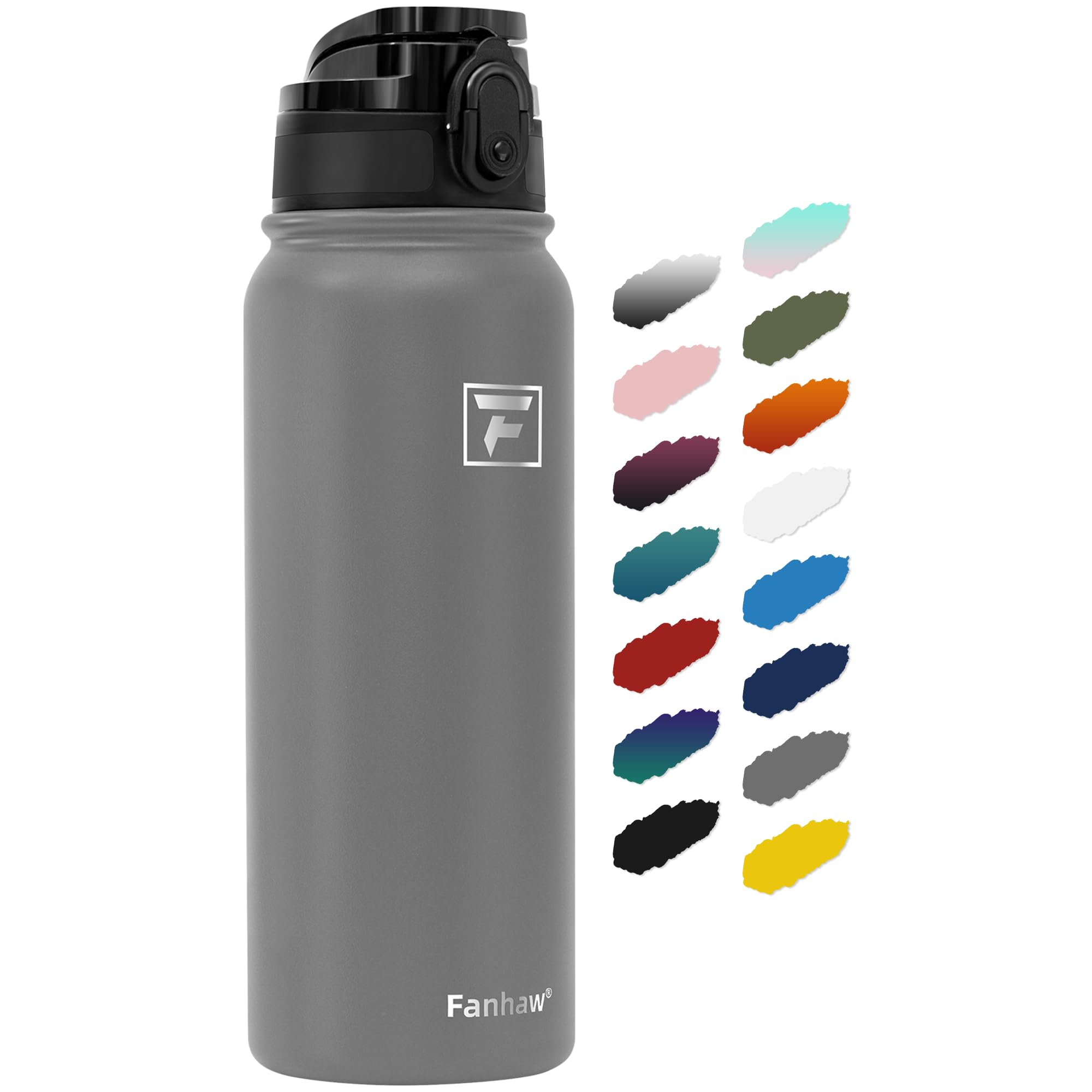 Photo 1 of Fanhaw 20 Oz Insulated Stainless Steel Vacuum Water Bottle with Anti-Dust Pop-Open Lid - For Kids, Women, Men | Leak & Sweat Proof (Gray)