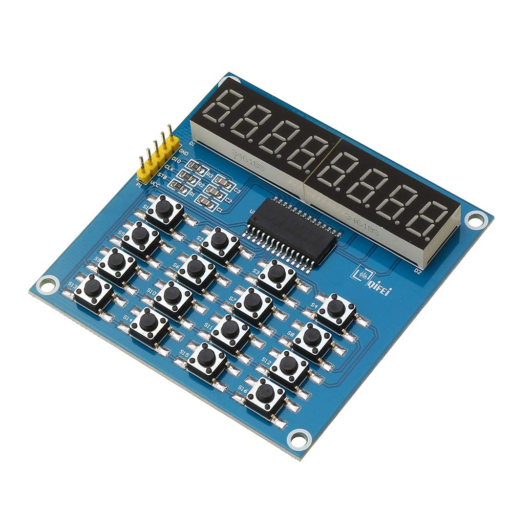 ILS - 3 pieces TM1638 3-Wire 16 Keys 8 Bits Keyboard Buttons Display Module Digital Tube Board Scan And Key LED For Arduino
