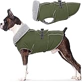 Lelepet Warm Dog Coat Reflective Fleece Vest Waterproof Dog Jacket with Adjustable Buckle Hook & Loop Windproof Cold Weather Coats for Small Medium Large Dogs, Army Green, S