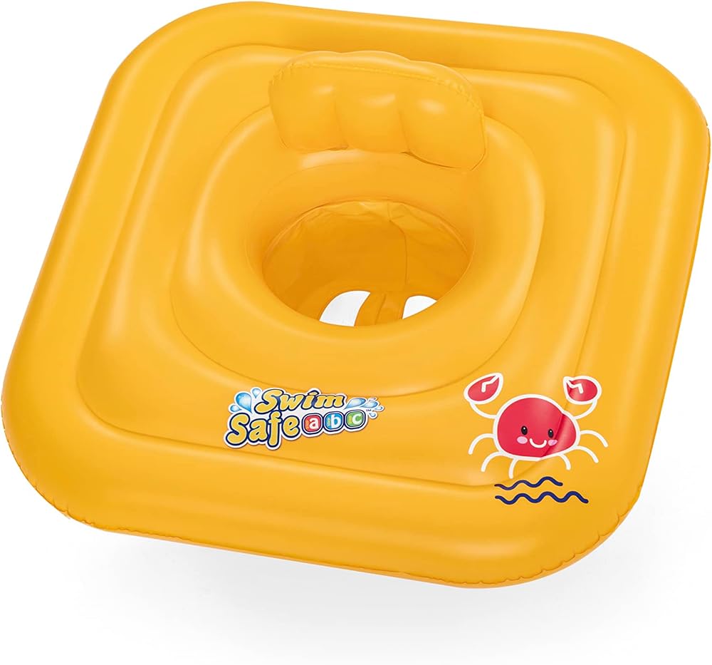 Bestway Baby Boat Inflatable 3-Ring Square Float 75x76 cm Yellow 24-36 Months