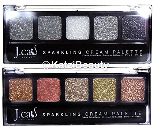 Set of 2 Colors Silver & Gold Glitter Cream Eye Shadow Palette J Cat Sparkling Cream Palette