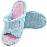 Magtoe Women Memory Foam Indoor Microfiber Terry Adjustable Open-Toe House Slipper