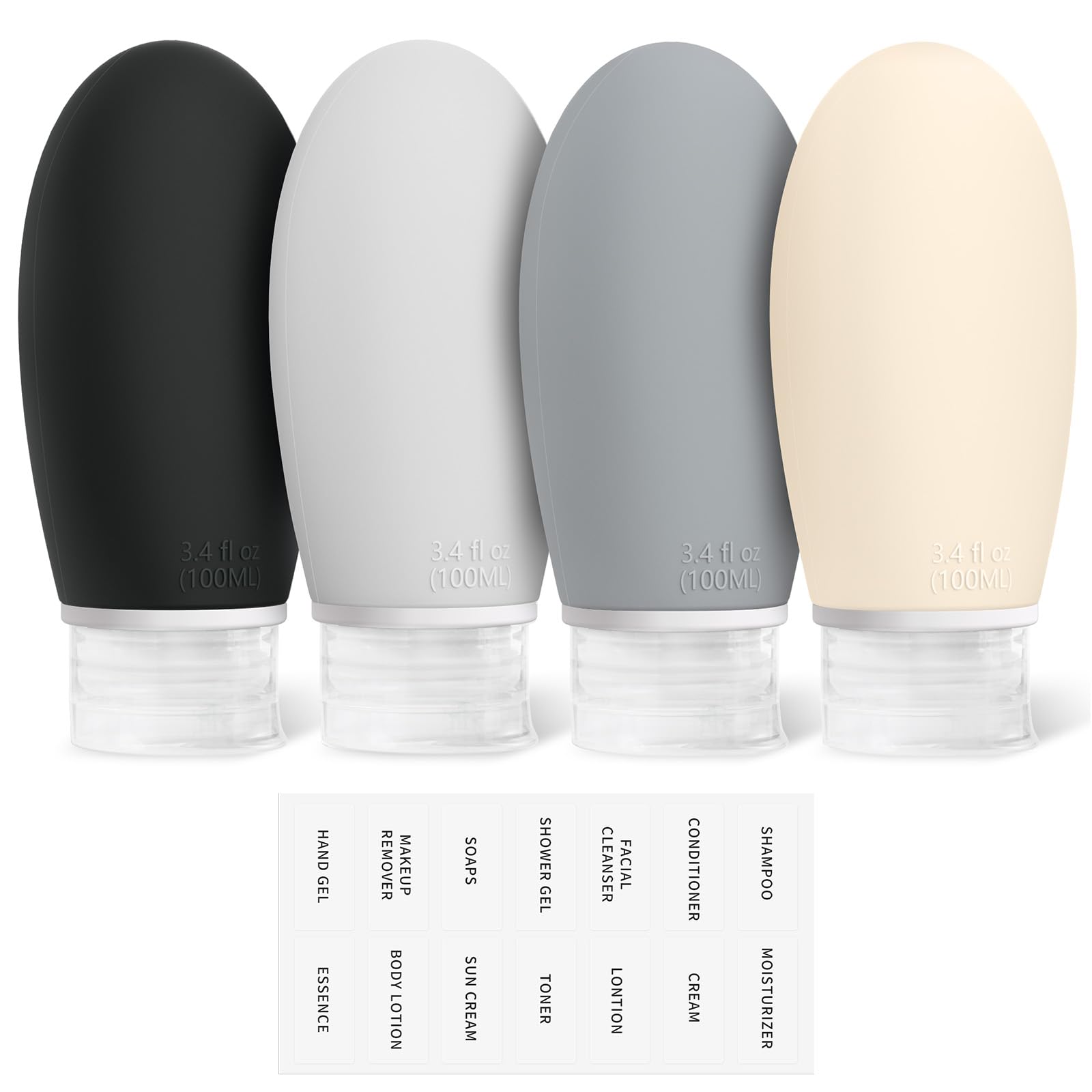 Opret 100ml Silicone Travel Bottle for Toiletries, 4 Pack Leak Proof Refillable Travel Containers Squeezable Travel Essentials for Shampoos, Conditioner and Cream, BPA Free and TSA Approved — image 1