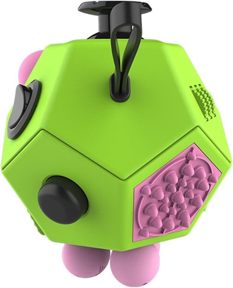 JackieTD Fidget Attention Cube Relieves Stress and Anxiety Educational Development Toys for ADD, ADHD, Anxiety, and Autism Children and Adults -KeyChain Gift (Prime 12 Sided)