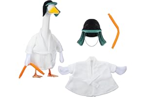 Aliceset Christmas Cousin Robe Porch Goose Outfit Set Xmas Vacation Costume Lawn Porch Goose Clothes with Robe Hat Water Pipe for 23'' Statue Patio Garden Decoration