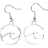 Silver wave dangle earrings. About the size of a dime