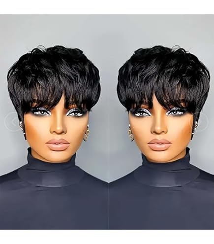 COPY - VRZ Pixie Cut Wig Human Hair short human hair wigs for black women Amazon.com : VRZ Short Pixie Cut Wigs for Black Women Pixie  main image 2