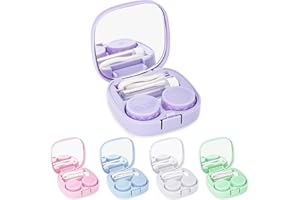 KAOPET 5 Pack Contact Lens Cases, Contact Travel Case Kit with Mirror, Cute Contact Case, Solution Bottle, Tweezers, and Applicator Remover Tool