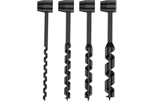 LITTLEVOLESHERRY 4 Pcs Hand Auger Wood Drill, Heavy Duty Steel Scotch Eye Wood Auger Manual Hand Drill Bit Bushcraft Survival Tools for Camping,Outdoor,Hiking,Woodworking (4 PCS)