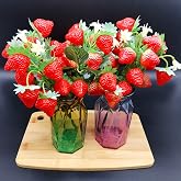 XIZHI 11.7" Artificial Strawberries Decor 2 Bunches Fake Strawberry Branch Beautiful Red Strawberry Branches Decoration for Home Holiday Farmhouse Table Centerpiece and Home Decoration