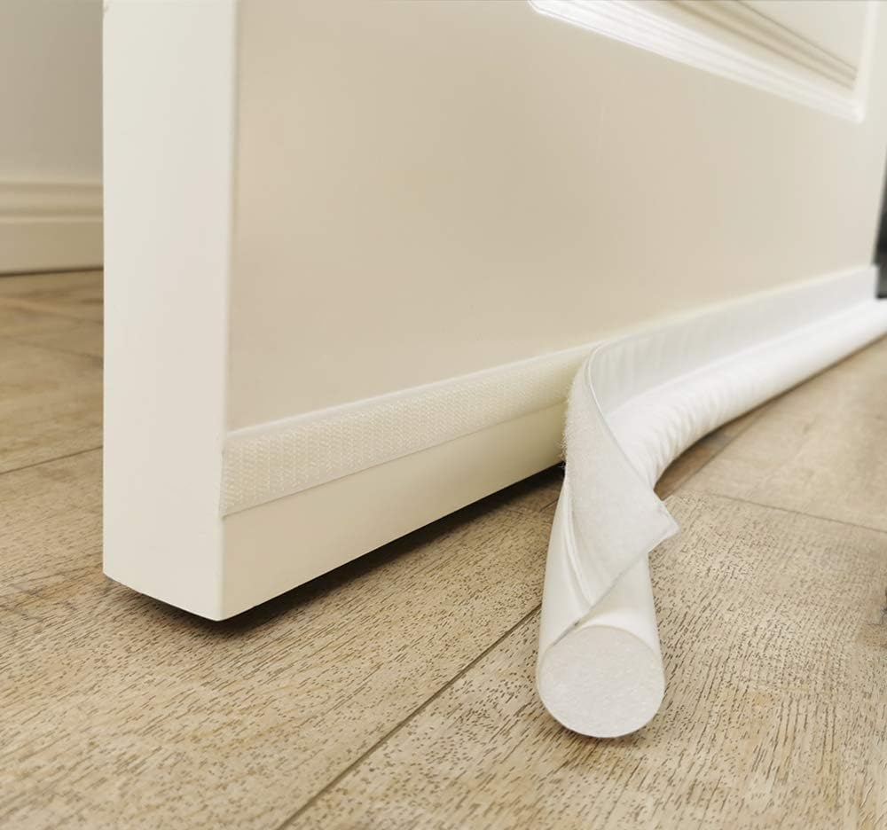 Draft Stoppers - MAXTID Door Draft Blocker 32 Inches Door Insulation Under Door Breeze Blocker Soundproof White