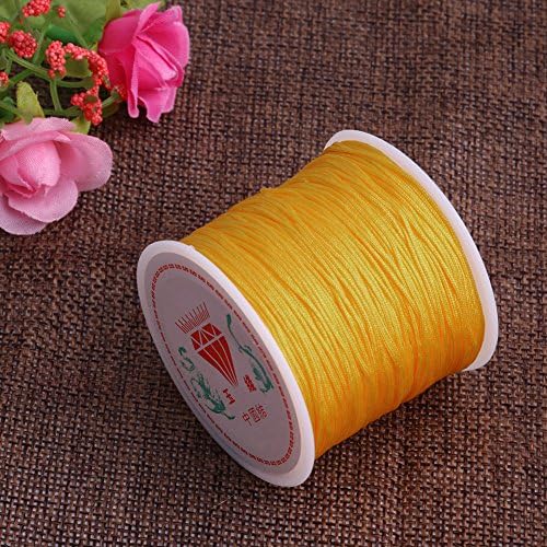 Mimgo Store 0.8mm x 49 yards Chinese Knot Nylon Cord Thread Macrame Rattail Bracelet Braided String 45M (Golden)