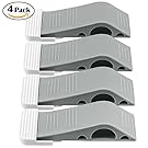 ELECOOL Door Stopper 4 Packs with Free Bonus Holders, Rubber Decorative Door Stop Wedge Fits Wood Carpet Tile Laminate Concrete Floor for House Bedroom Office Doors (Gray)