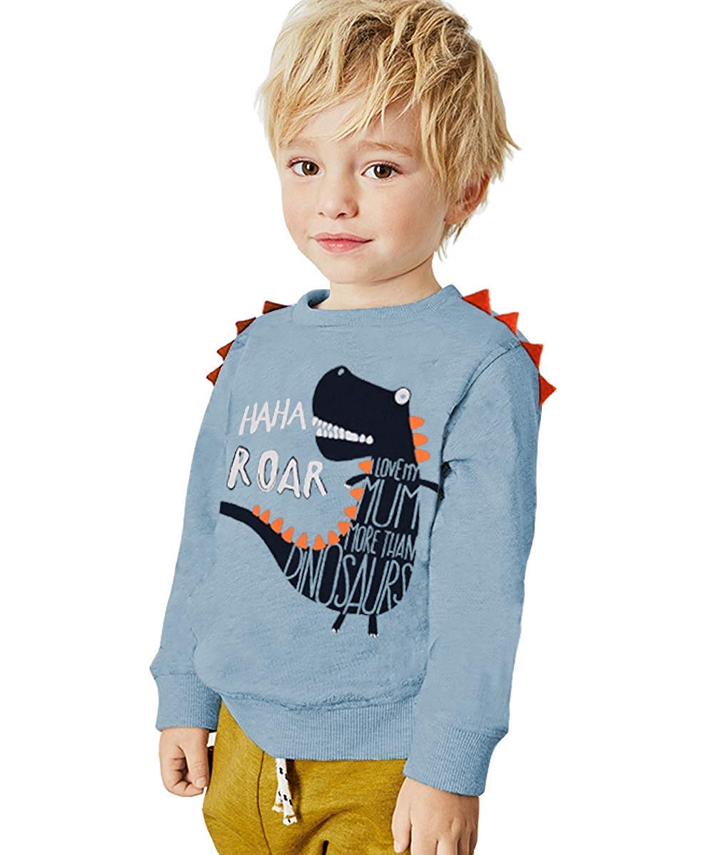 Tecrok Little Boys\' Crewneck Sweatshirt Elephant Dinosaur Print Sport Pullover Top 1-7 Years