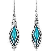 BETHZA Natural Turquoise Earrings for Women 925 Sterling Silver Turquoise Drop Dangle Earrings Western Bohemian Jewelry Gifts for Women