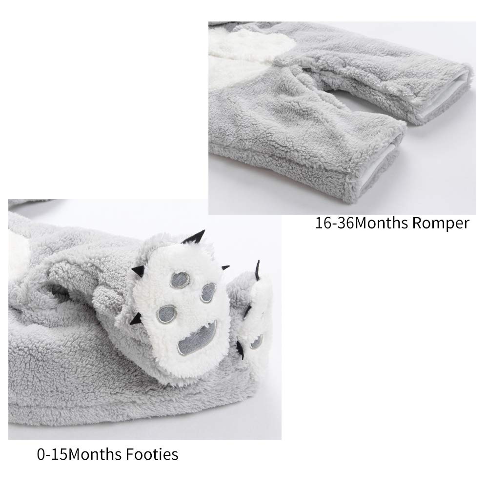 mikistory Infant Romper Newborn Unisex Costume for Baby Newborn Outfit Hoodie Winter Baby Outfits Bodysuits Grey Koala 3-6Months