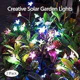 Solar Garden Decorative Lights Outdoor,Beautiful LED Solar Powered Fairy Landscape Tree Lights,Two Mode Flower Lights for Pathway Patio Yard Deck Walkway Christmas Decoration (Multicolor 2pack)