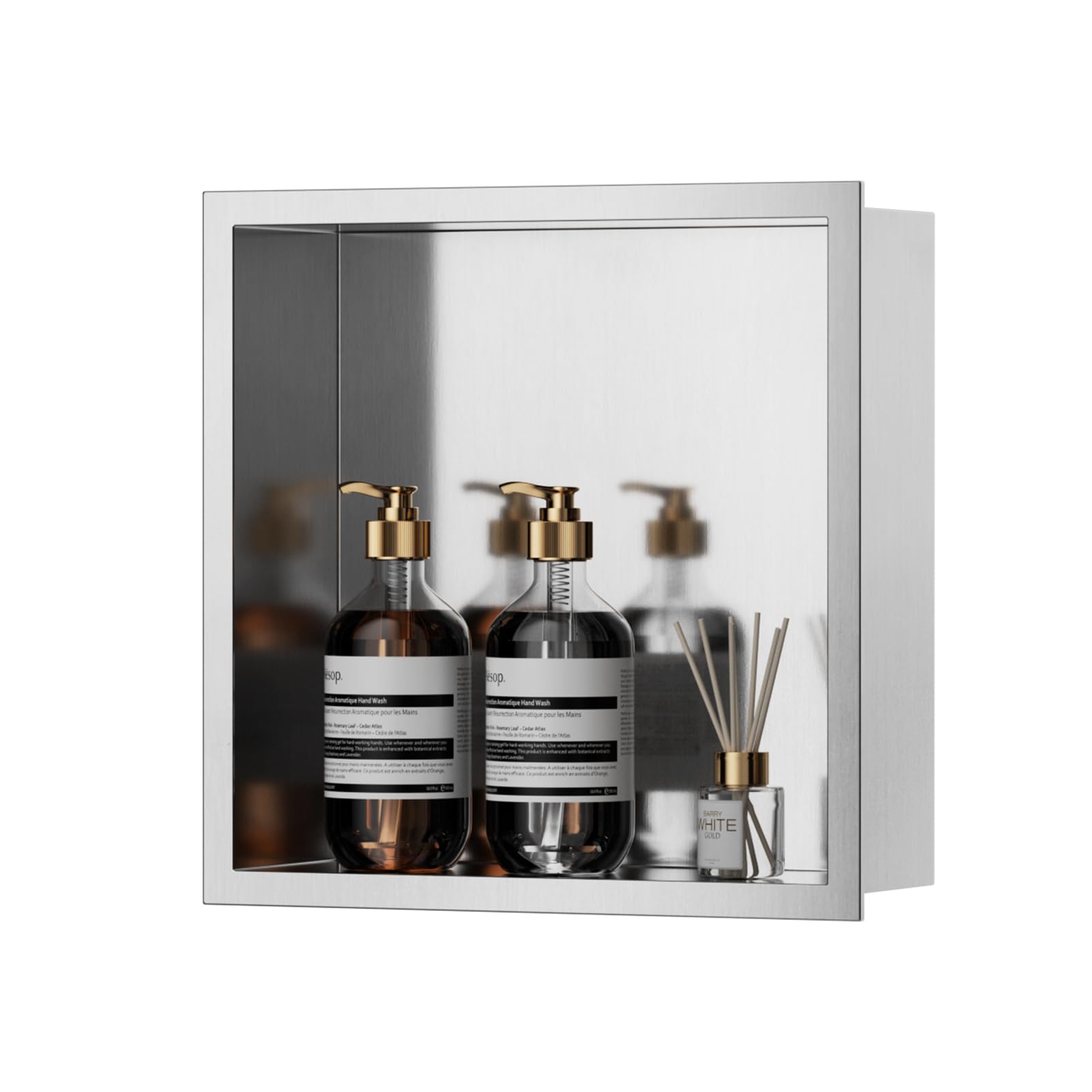 Photo 1 of POPFLY 12×12" Stainless Steel Shower Niche, Single Shelf Bathroom Niche, No Wall Tile Needed Recessed Waterproof Niches Shower for Bathroom Corners Storage, Easy Installation, Brushed