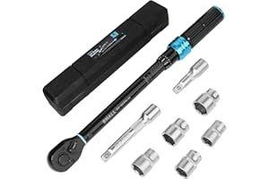 SHALL 8-Piece 1/2" Torque Wrench Set, (20-220Nm) Dual Direction Adjustable 72 Tooth for Suitable for car and Motorcycle Maint