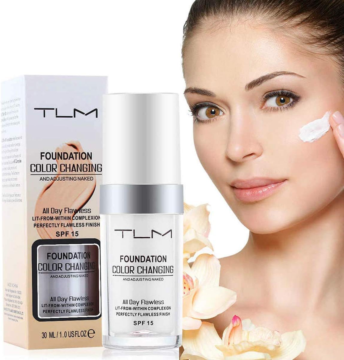 TLM Concealer Cover 30ML, Flawless Colour Changing Foundation Makeup Base Nude Face Liquid Cover Concealer by alkcam