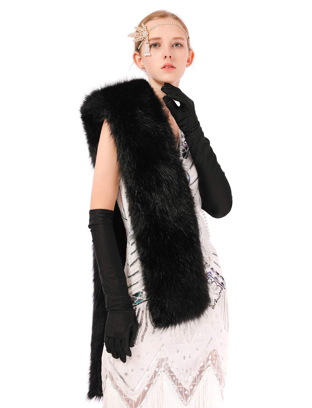 Dikoaina Women's Winter Fake Faux Fur Scarf Wrap Collar Shawl Shrug Dikoaina Women's Winter Fake Faux Fur Scarf Wrap Collar Shawl Shrug
