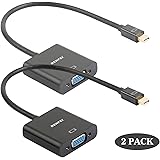 Mini DisplayPort to VGA 2 Pack, Benfei Mini DP Display Port to VGA (Thunderbolt Compatible) Male to Female Adapter for ThinkPad SurfacePro PC