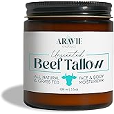 Beef Tallow Balm Face and Body Moisturizer for Sensitive Skin | Made with Grass-Fed Beef Tallow, Organic Pomegranate, Jojoba, and Castor Oil | Unscented 4 oz