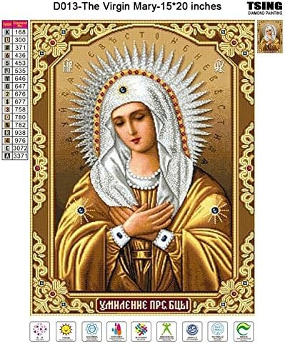 DIY Crystals Paint Kit 5D Diamond Painting By Number Kits, The Virgin Mary-15''W20''L