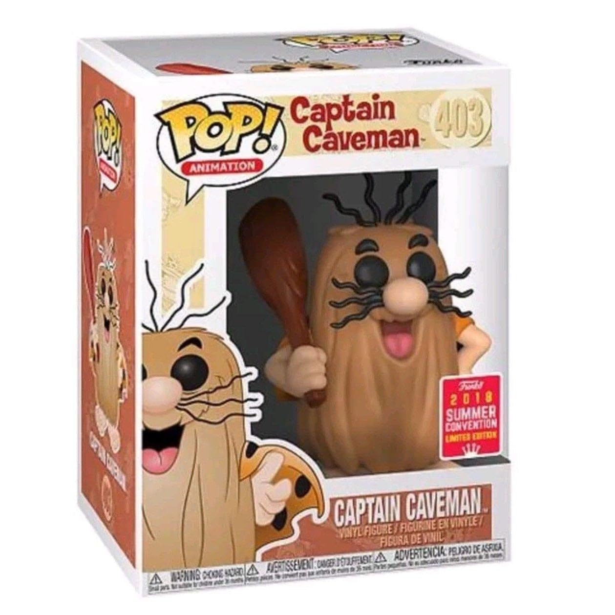 Funko Pop! Animation Captain Caveman SDCC Summer Convention Limited Edition Exclusive Hanna-Barbera Vinyl Figure.