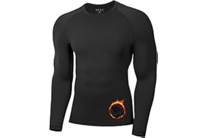 Poekuao Thermal Compression Shirts for Men Long Sleeve Fleece Lined Base Layer Top Athletic Undershirt Cold Weather Gear