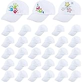 32 Pack Boys Girls White Baseball Caps Blank Baseball Hats DIY White Hats Adjustable Blank Ball Cap for Kids DIY Painting Sport Outdoor Activities