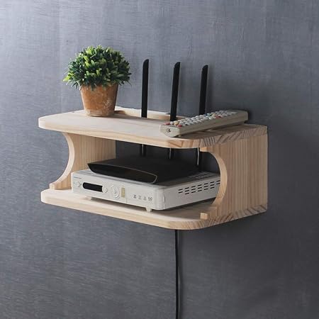 Mensola Porta Tv A Parete In Legno Massello Router Set Top