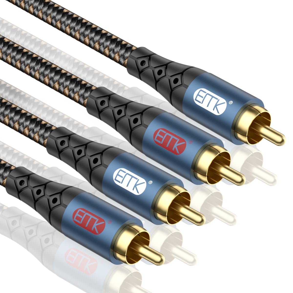 EMK 2RCA Cable Subwoofer Cable 2xRCA to 2RCA R&L Cables Aluminum Housing Male to Male Red White Plug RCA Stereo Audio Lead for Smart-TV, Soundbar, Game Consoles, Speaker (1Meter)