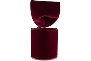Meseey Velvet Wired Edge Ribbon, 4 Inch Width, Christmas Gift Wrapping Ribbon, Waterproof for Wreath DIY Crafts (Burgundy, 10