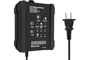 SUNMERIT 65W Outdoor Low Voltage Transformer, Outdoor Landscape Lighting Transformer with Timer and Photocell Sensor, 120V AC to 12V DC, Weatherproof, for Deck Lights, Spotlight, Pathway Light