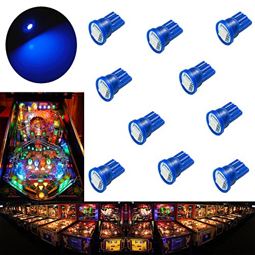 PA 10PCS #555 T10 1SMD LED Wedge Pinball Machine Light Top View Bulb Blue-6.3V