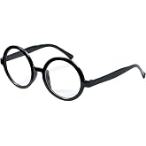 Spooktacular Creations Wizard Glasses, Halloween Black Round Glasses, Black Circle Eyeglasses for Halloween Accessories Costume