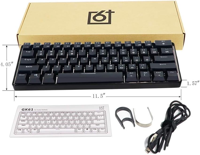 GK61 Mechanical Gaming Keyboard - 61 Keys Multi Color RGB Illuminated LED Backlit Wired Programmable for PC/Mac Gamer (Gateron Optical Black, White): Computers & Accessories