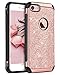 iPhone 8 Case,iPhone 7 Case,BENTOBEN Sparkly Glitter Luxury 2 in 1 Slim Hybrid Hard PC Girls Women Cover with Shiny Leather Shockproof Protective Case for Apple iPhone 8/7(4.7 inch),Rose Gold&Pink