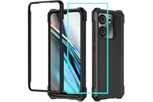 AULZAJU for BLU View 5 Phone Case/Blu F5 5G Case with Screen Protector,Blue View 5 Phone Case Front Bumper PC Hard Back Full Body Protection,Rugged Military Grade Shockproof Cover for Blu View 5 B160V Black