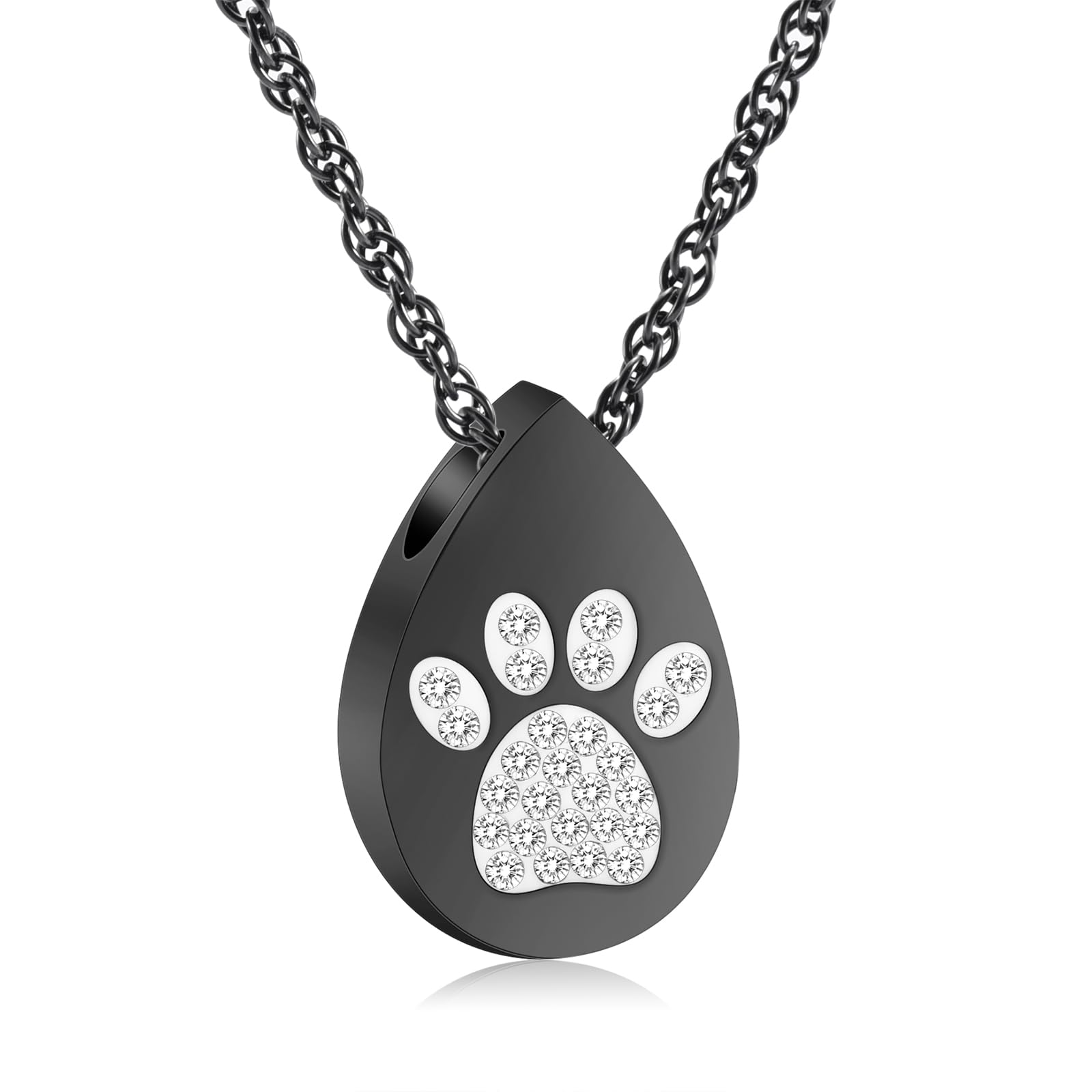 AIWENXI Cremation Jewelry for Ashes Teadrop Urn Necklace Keepsake with Dog/Cat Paw Memorial Urn Jewelry Stainless Steel Necklace Memorial for Pet Gift for Men Women