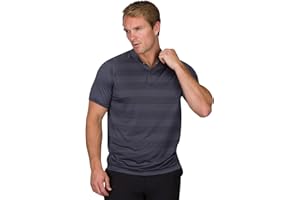 Three Sixty Six Men's Short Sleeve Collarless Golf Polo - Lightweight, Moisture-Wicking, Quick Dry, Stretch Fabric