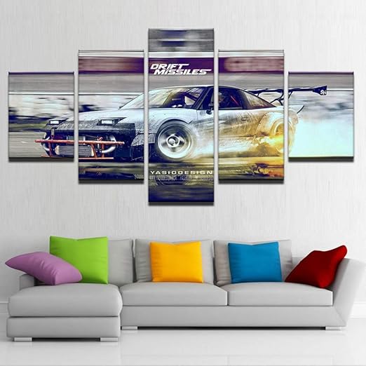 Pandaboom 5 Piezas De Arte Hd Cool Sports Car Estirado Y Enmarcado