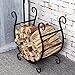 MyGift Black Metal Firewood Rack - Freestanding Fireplace Log Storage Holder with Scrollwork Design