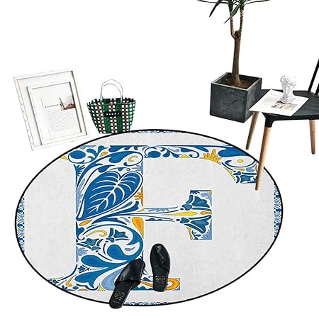 Alfombra Redonda Para Niños Diseño De Letra F Con Texto En